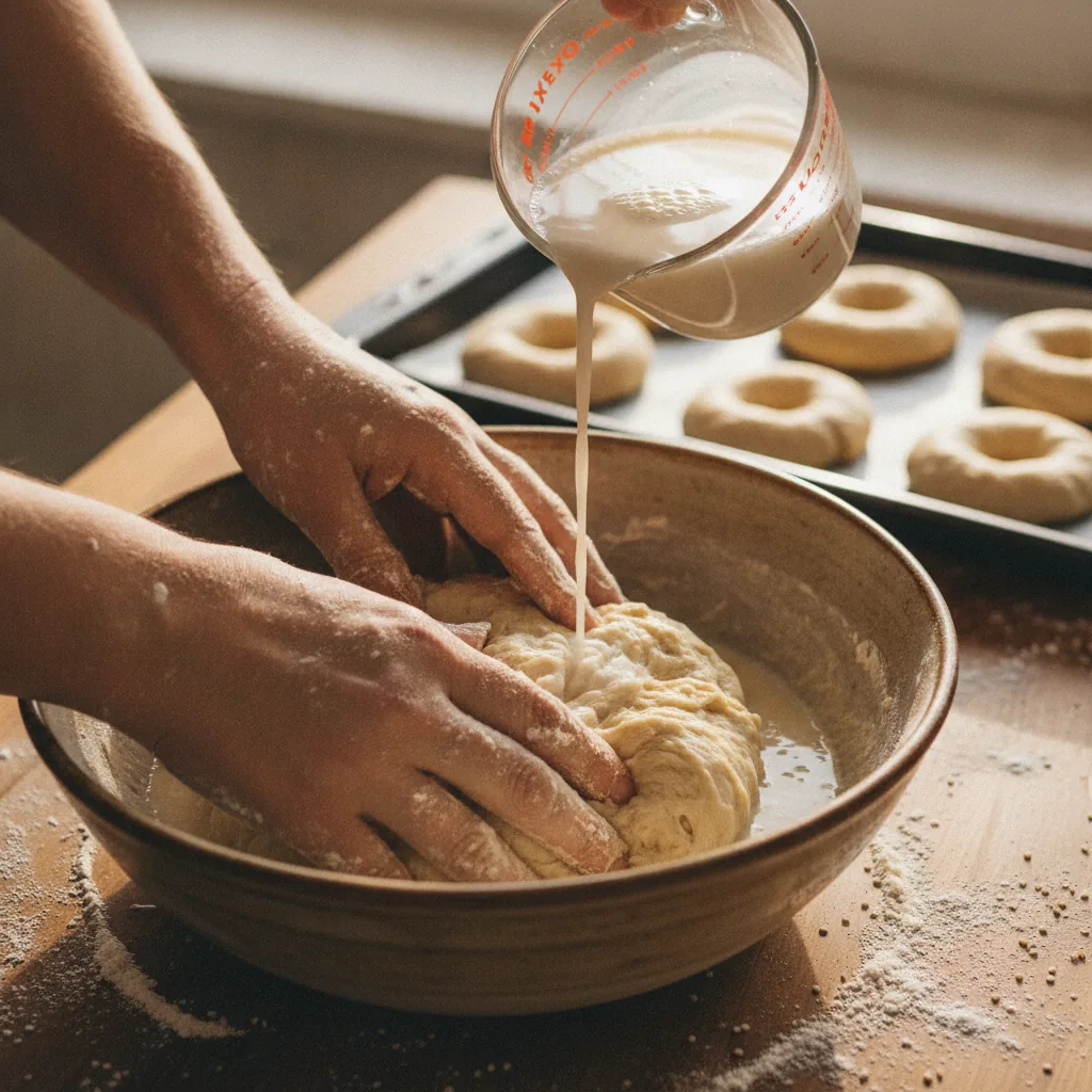 dairy free bagels being prepared in the kitchen
