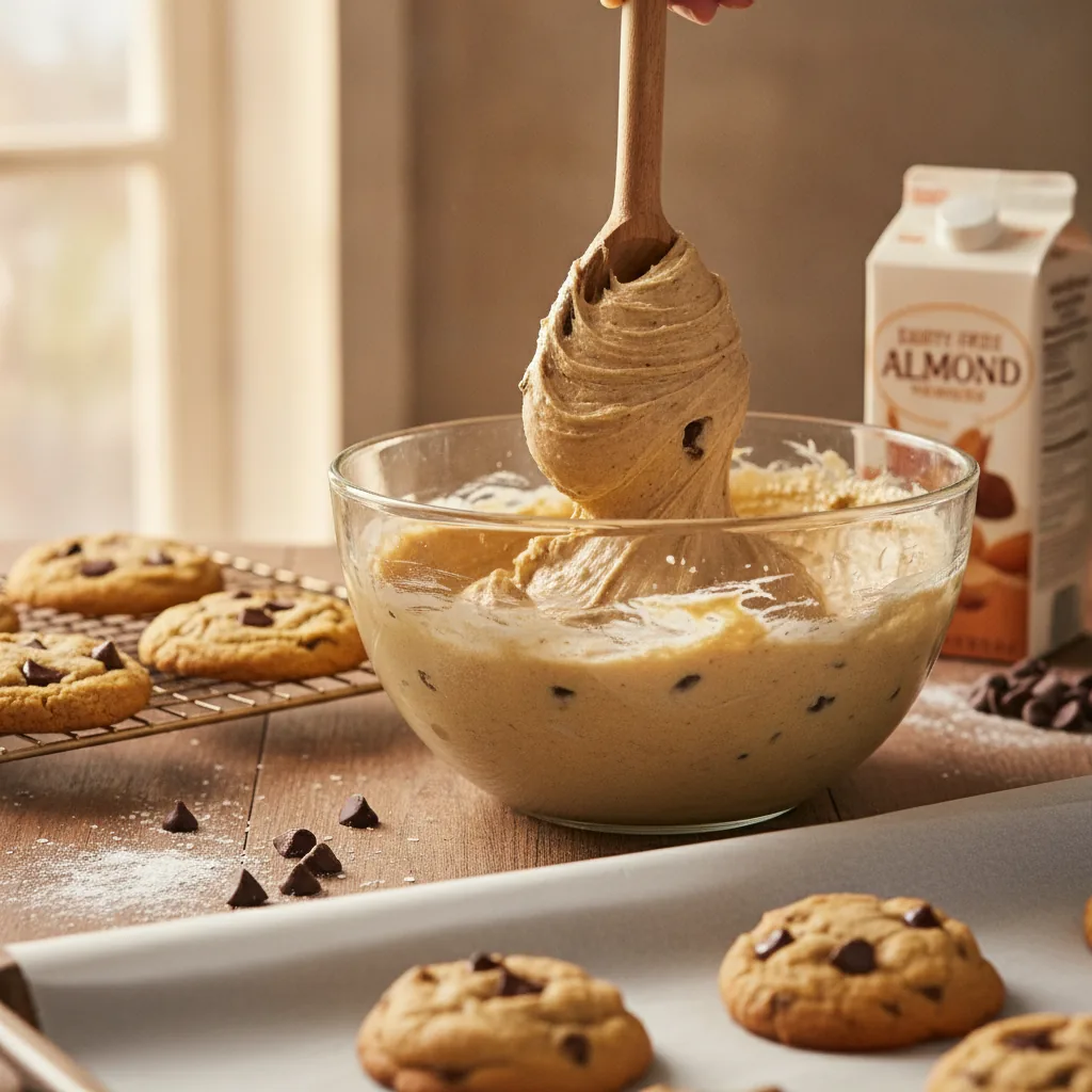 dairy free chocolate chip cookies being prepared in the kitchen