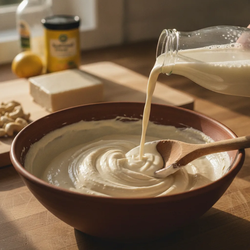dairy free cream cheese spreads being prepared in the kitchen