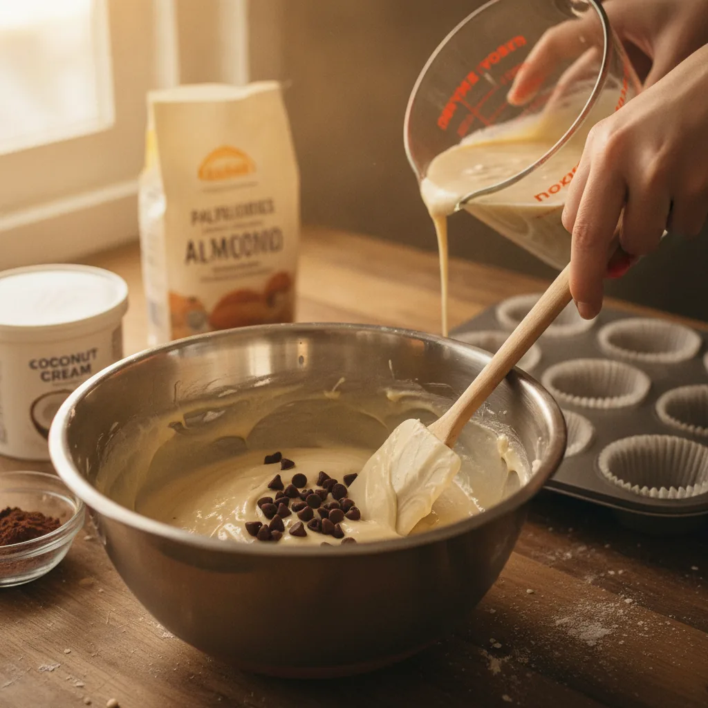 dairy free cupcakes being prepared in the kitchen