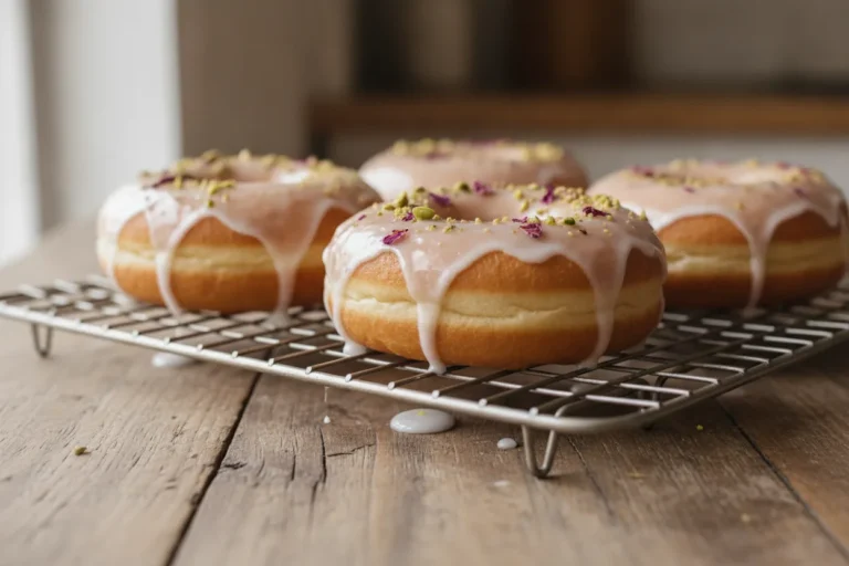 Glazed baked dairy-free donuts on a cooling rack