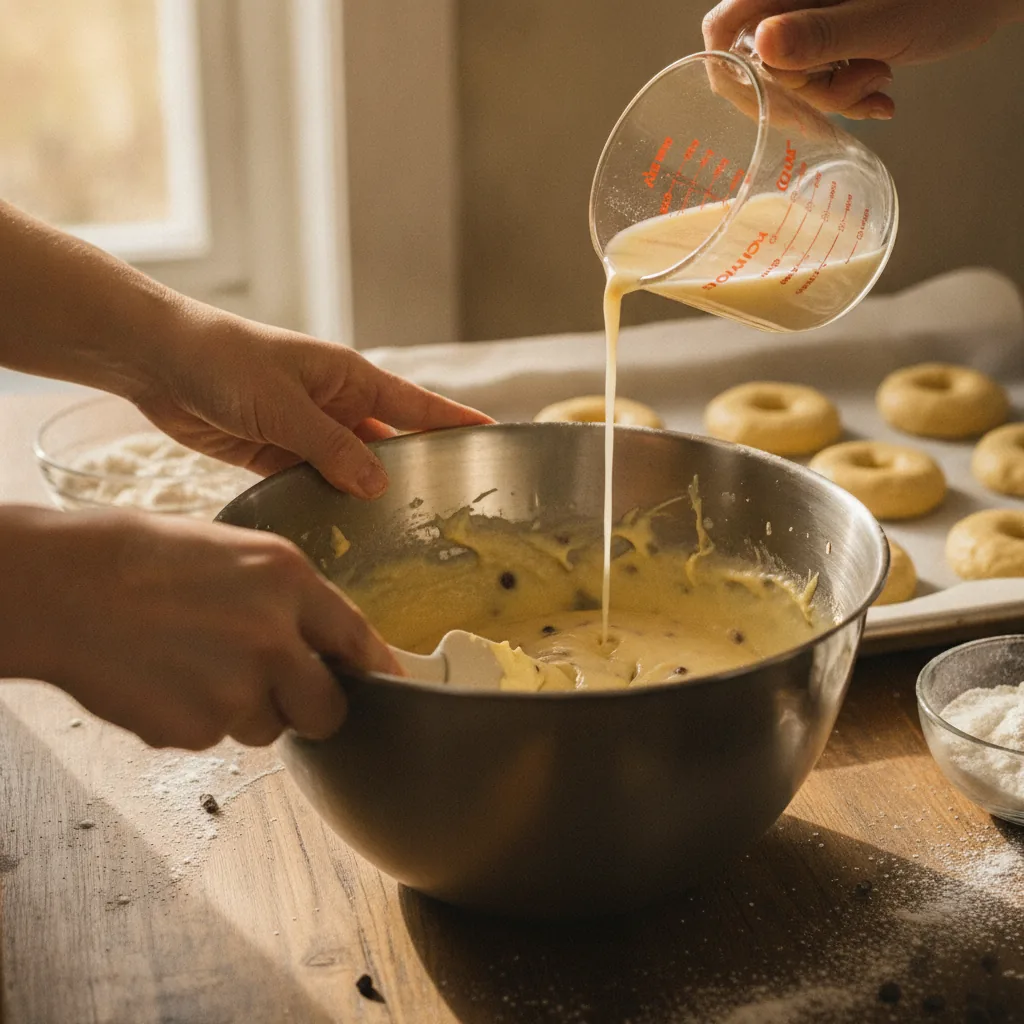 dairy free donuts being prepared in the kitchen