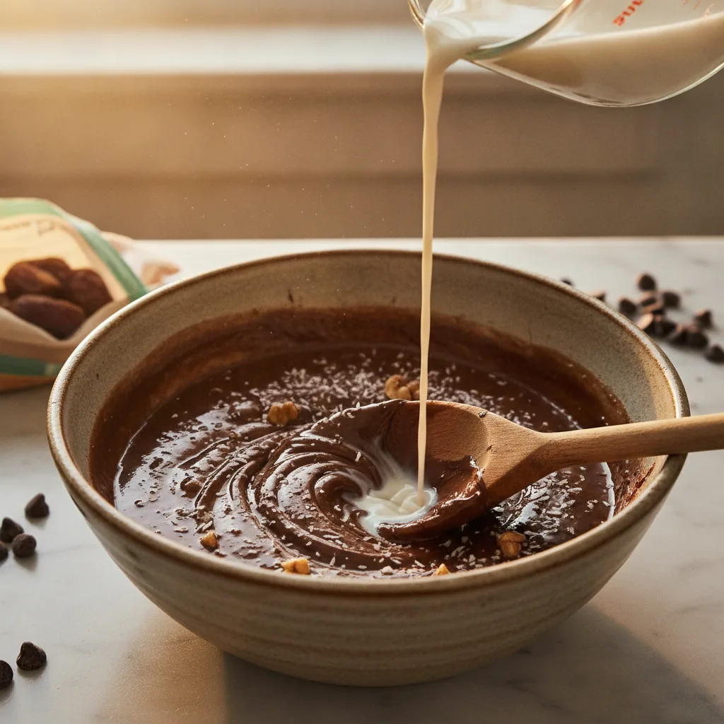 dairy free fudge being prepared in the kitchen
