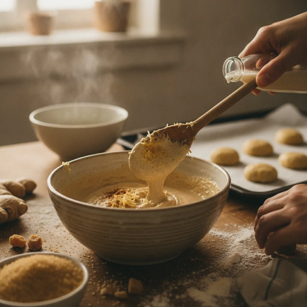 dairy free ginger cookies being prepared in the kitchen