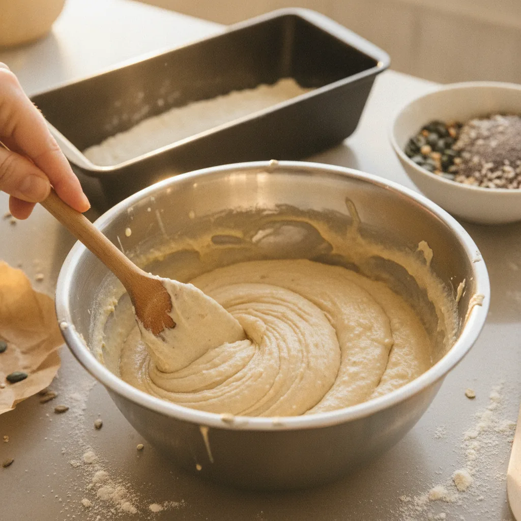 dairy free gluten free bread being prepared in the kitchen