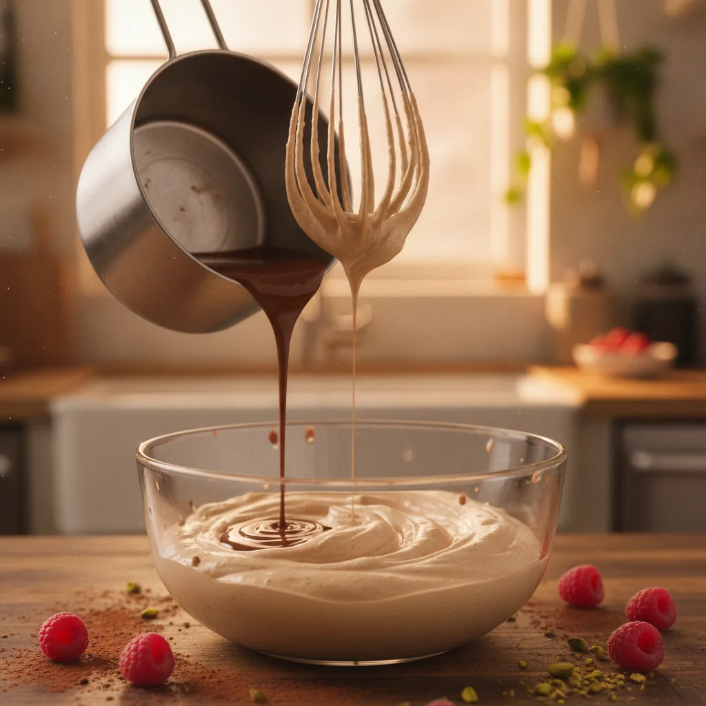 dairy free mousse being prepared in the kitchen