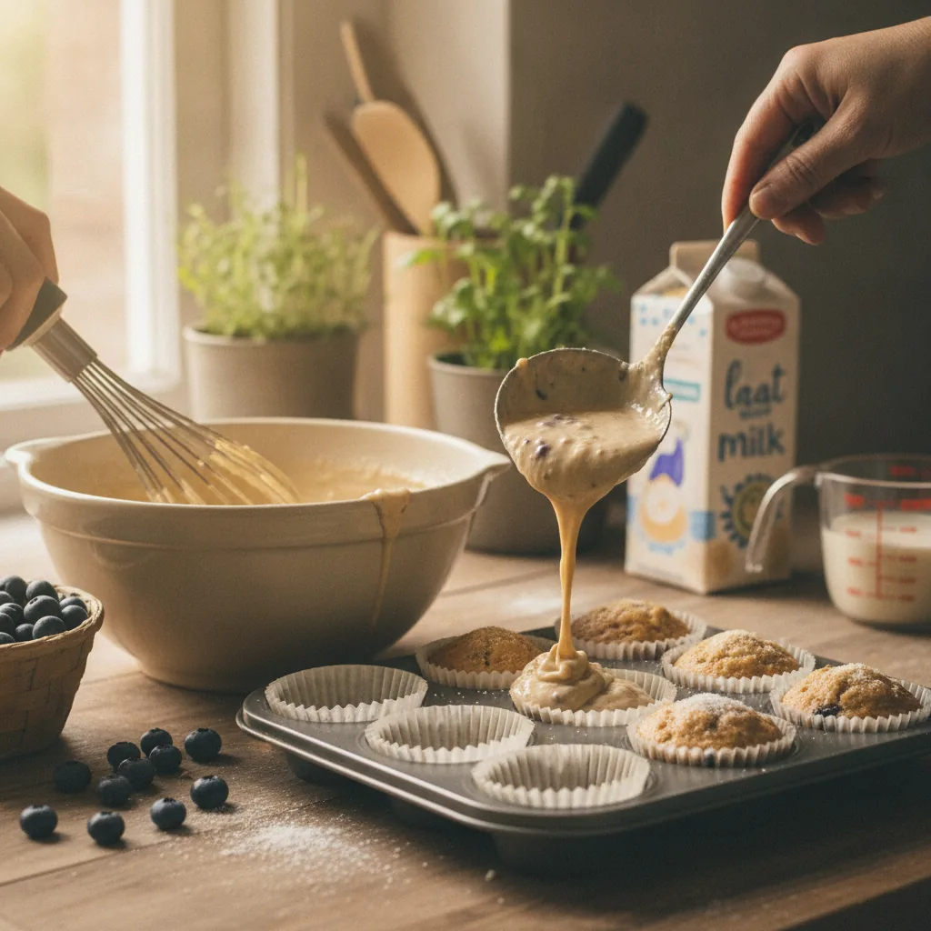 dairy free muffins being prepared in the kitchen