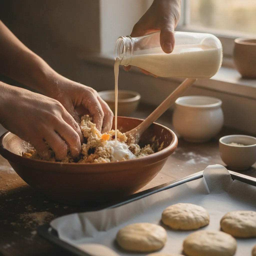 dairy free scones being prepared in the kitchen
