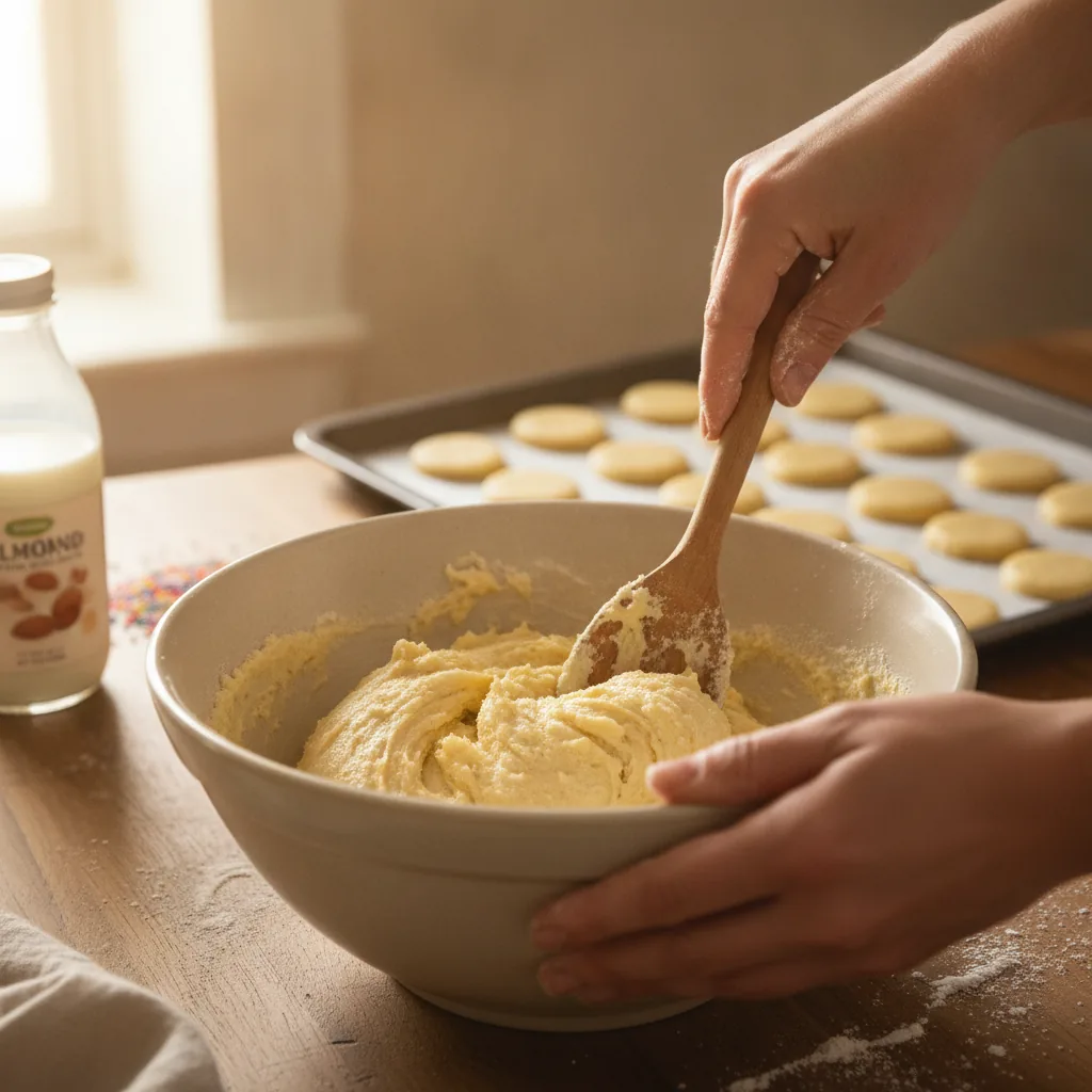 dairy free sugar cookies being prepared in the kitchen
